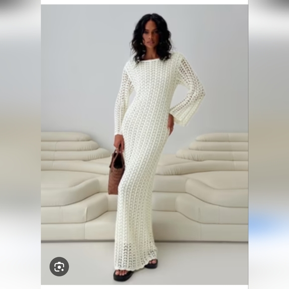 Princess Polly Dresses & Skirts - Princess Polly Nesty Knit Maxi Cream Long Sleeve, P2P 18"